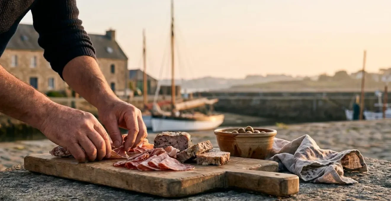 Planche de charcuterie généreuse dressée pour un apéritif convivial entre amis à Brest